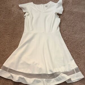 She + Sky White Dress with Sheer Hem